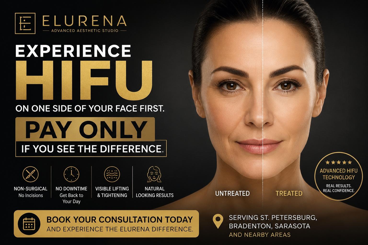 Experience HIFU on One Side of Your Face First. Pay Only If You See the Difference.
